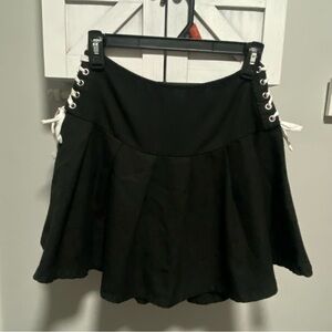 Hot Topic Black Skater Skirt with Lace-Up Sides
